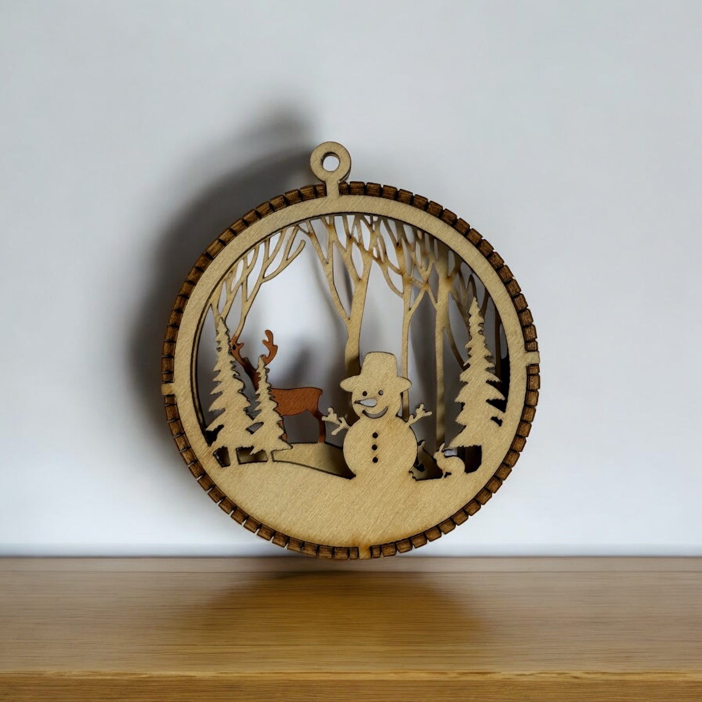ornament 3d snowman wood