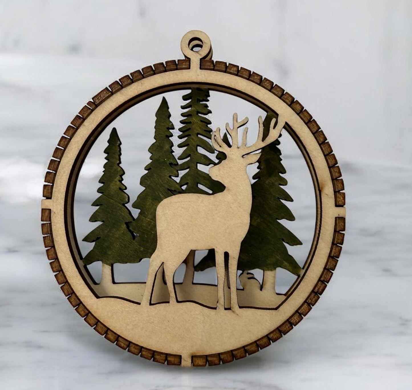 ornament 3d reindeer wood
